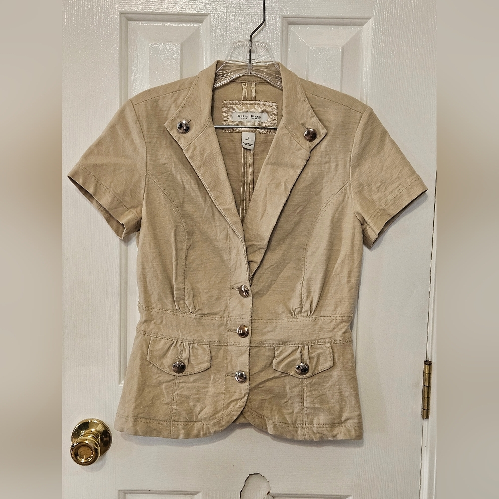White House Black Market Tan Blazer with Tailored Fit and Belted Waist